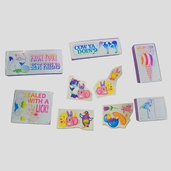 Lisa Frank Vintage 90s Foam Stamps Temporary Tattoos Puppy Easter - Picture 1 of 8